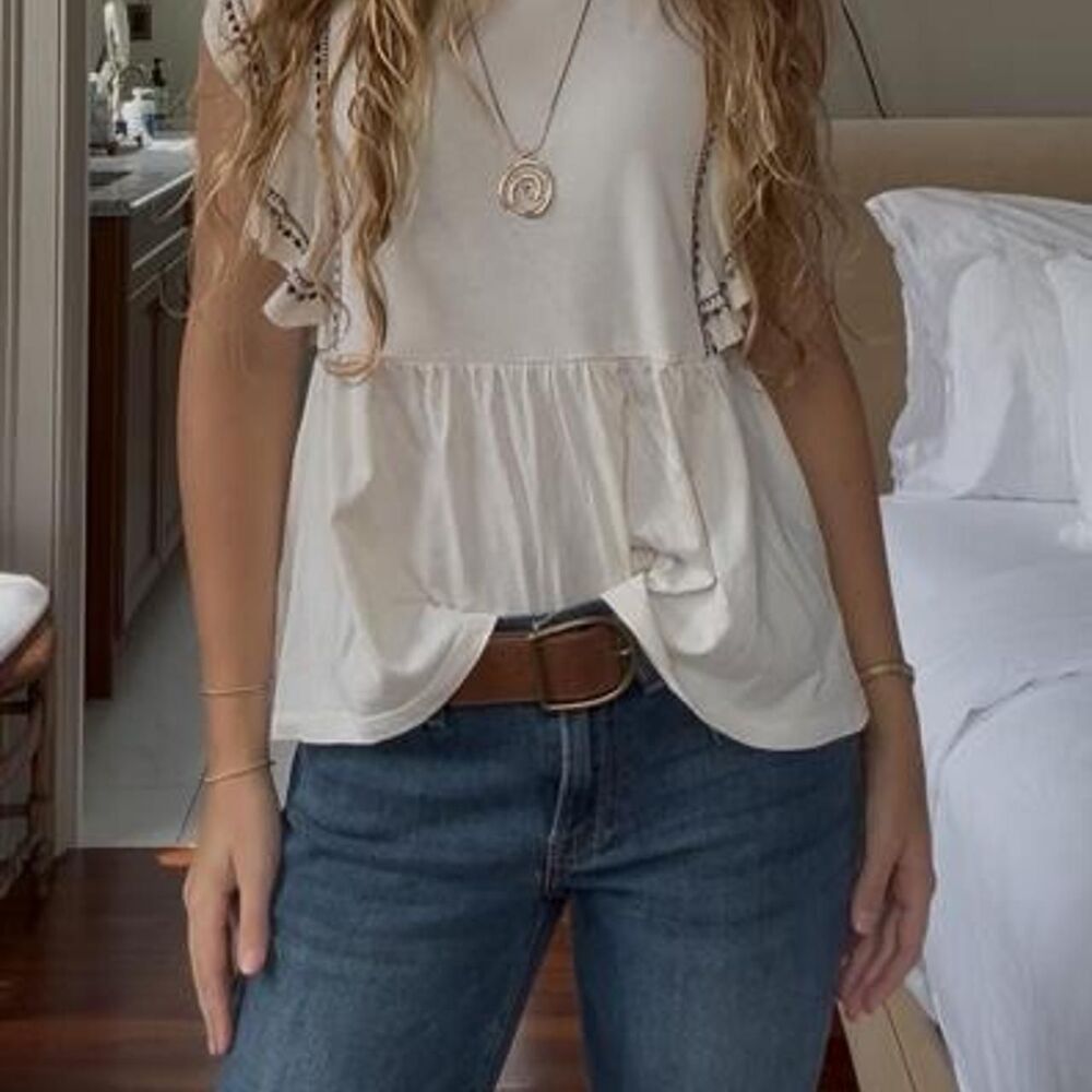 Ann-taylor Women's Cream and White Blouse